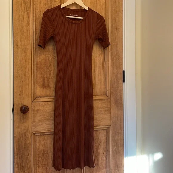 Everlane Chocolate Brown Midi Dress Size Women’s Small (S) - Picture 9 of 10